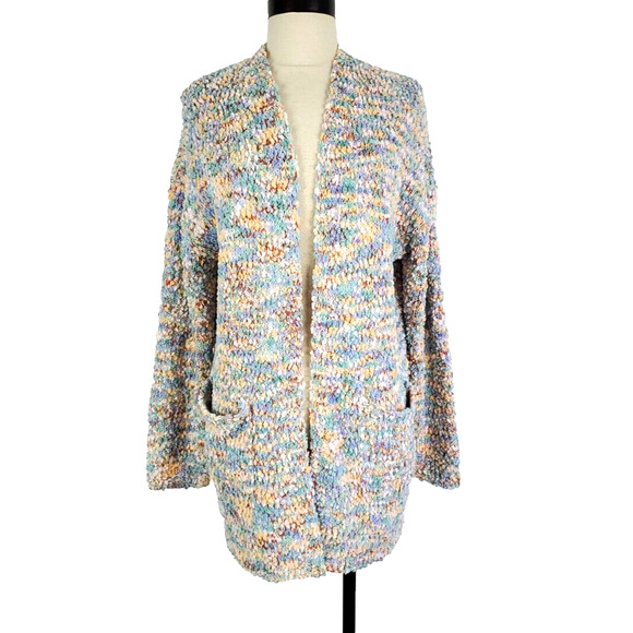 Jessica Simpson Cardigan Sweater Womens XS Pastel Multicolor Soft Popcorn Knit - Picture 1 of 16